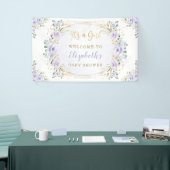 Soft Paarse Waterverf Floral Rozen Shower Welkom Spandoek (Beurs)