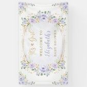 Soft Paarse Waterverf Floral Rozen Shower Welkom Spandoek (Verticaal)