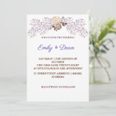 Soft Paarse Waterverf Floral Wedding Invitation Kaart (Staand voorkant)