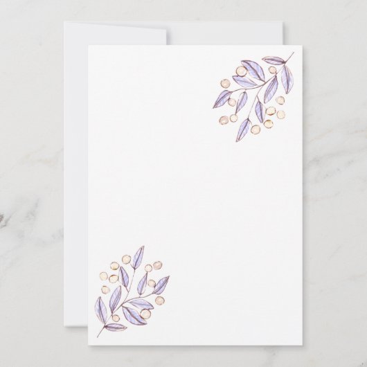 Soft Paarse Waterverf Floral Wedding Invitation Kaart (Achterkant)