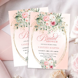 Soft Pale Pink Floral Bridal Shower Invitation Kaart