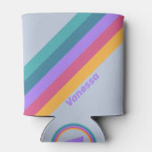 Soft Pansy Dream Stripes met naam Blikjeskoeler (Achterkant)