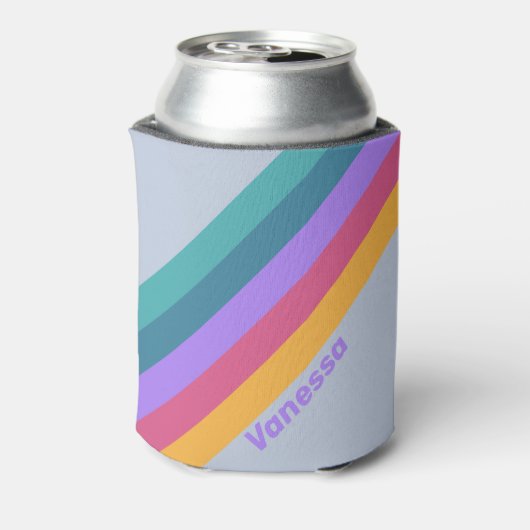 Soft Pansy Dream Stripes met naam Blikjeskoeler (Blikje Achterkant)