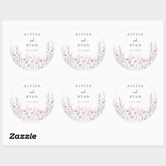 Soft Paste Floral Wildflower Wedding Ronde Sticker (Vel)