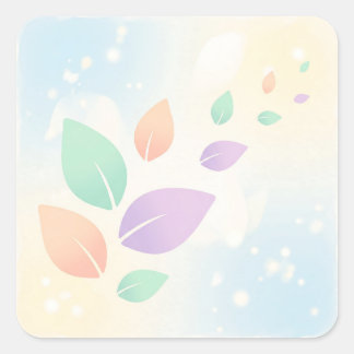 Soft Pastel Abstract Floating Leaves Vierkante Sticker