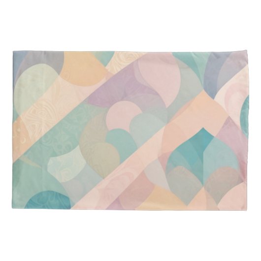 Soft Pastel Abstract Pillowcase with Organic Shape Kussensloop (Achterkant-Links)