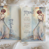 Soft Pastel Art Nouveau Wedding Menu Kaart
