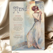 Soft Pastel Art Nouveau Wedding Menu Kaart