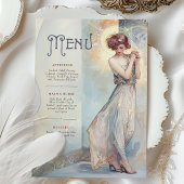 Soft Pastel Art Nouveau Wedding Menu Kaart