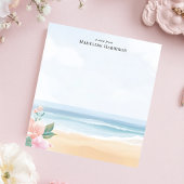 Soft Pastel Beach Ocean Floral Persoonlijke naam Notitieblok