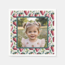 Soft Pastel Berry Sweet Strawberry Birthday Photo Servet