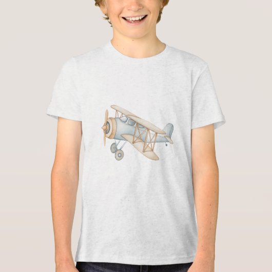 Soft Pastel Biplane Illustration Tri-Blend Shirt (Voorkant)