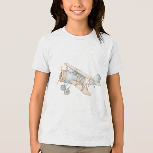 Soft Pastel Biplane Illustration Tri-Blend Shirt (Voorkant)