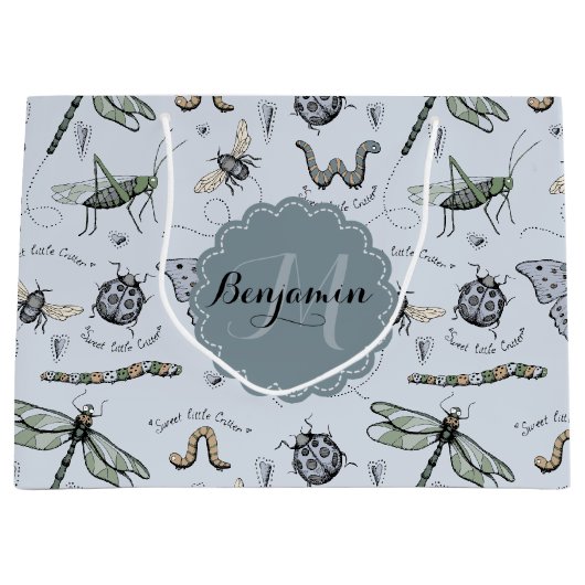 Soft Pastel Blauw Boho Baby Bugs Kinder & Baby Groot Cadeauzakje (Voorkant)