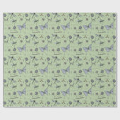 Soft Pastel Blauw en Groen Boho Baby Bugs Baby Cadeaupapier (Vlak)