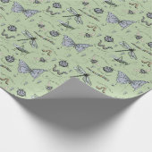 Soft Pastel Blauw en Groen Boho Baby Bugs Baby Cadeaupapier (Hoek)