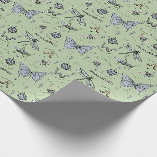 Soft Pastel Blauw en Groen Boho Baby Bugs Baby Cadeaupapier (Hoek)