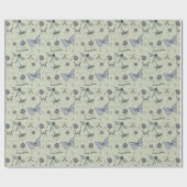 Soft Pastel Blauw & Sage Boho Baby Bugs Kinder Bab Cadeaupapier (Vlak)