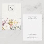Soft Pastel Bloemen Ketting Oorbel Logo Display Visitekaartje (Voorkant / Achterkant)