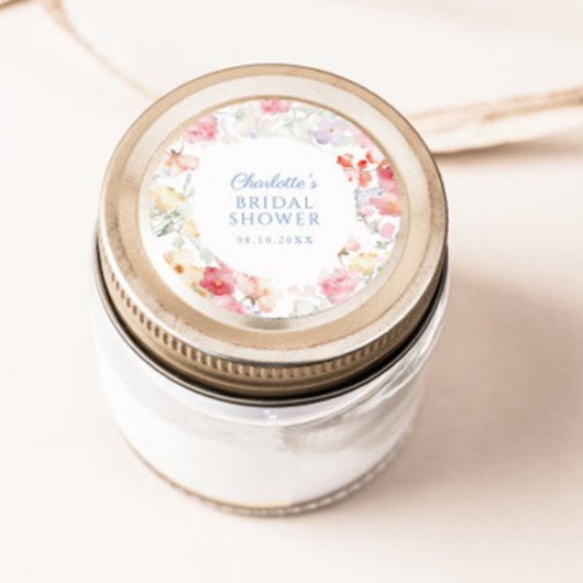 Soft Pastel Bloom Bridal Shower  Ronde Sticker