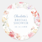 Soft Pastel Bloom Bridal Shower  Ronde Sticker (Voorkant)