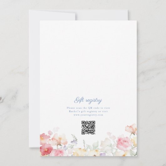 Soft Pastel Bloom QR Code Vrijgezellenfeest Kaart (Achterkant)