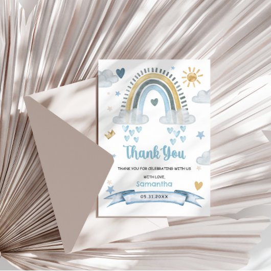 Soft Pastel Blue Boho Baby shower Bedankt