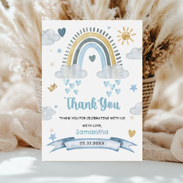 Soft Pastel Blue Boho Baby shower Bedankt