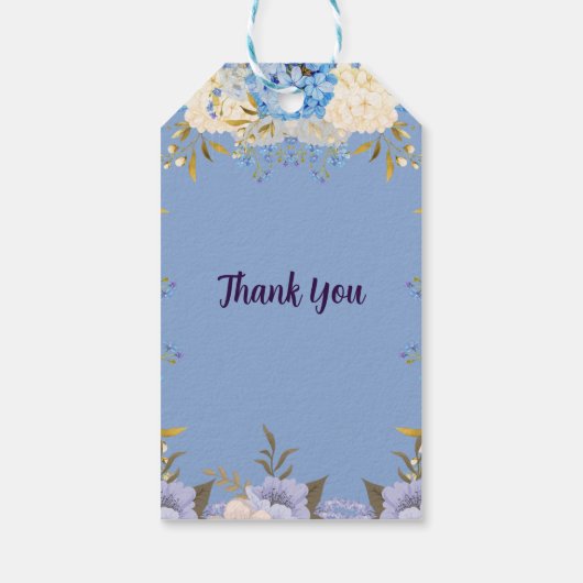 Soft Pastel Blue Flowers Lila Bloemen Baby shower Cadeaulabel (Achterkant)