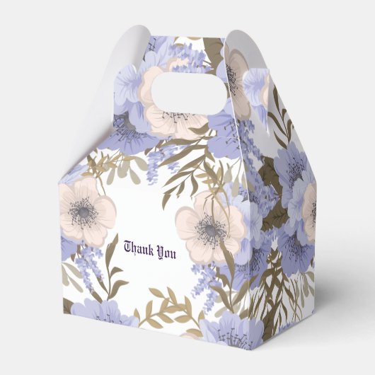 Soft Pastel Blue Flowers Paarse Blooms Baby shower Bedankdoosjes (Achterkant)