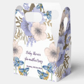 Soft Pastel Blue Flowers Paarse Blooms Baby shower Bedankdoosjes (Geopend)