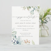 Soft Pastel Blue Green Foliage Verloving Invite Bedankkaart (Staand voorkant)