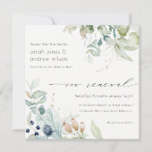 Soft Pastel Blue Green Foliage Vow Renewal Invite Bedankkaart (Voorkant)