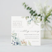 Soft Pastel Blue Green Foliage Weddenschap Bedankkaart (Staand voorkant)