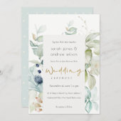 Soft Pastel Blue Green Foliage Weddenschap Bedankkaart (Voorkant / Achterkant)