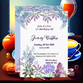 Soft Pastel Blue Hydrangea Paarse Lila Verjaardag Kaart