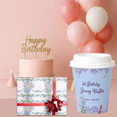 Soft Pastel Blue Hydrangea Paarse Lila Verjaardag Papieren Bekers