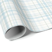 Soft Pastel Blue Linen Plaid Cadeaupapier (Rol Hoek)
