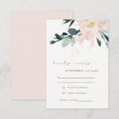 SOFT PASTEL BLUSH FLORAL BUNCH WATERVERF RSVP KAARTJE (Voorkant / Achterkant)