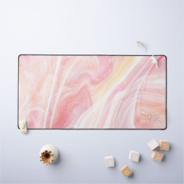 Soft Pastel Blush Pink Marble Naam toevoegen of Mo Bureaumat