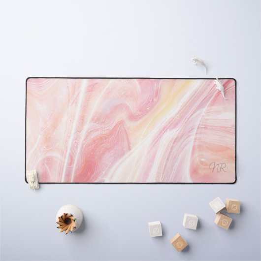 Soft Pastel Blush Pink Marble Naam toevoegen of Mo Bureaumat (Kindertafel)