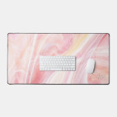 Soft Pastel Blush Pink Marble Naam toevoegen of Mo Bureaumat (Keyboard & Muis)