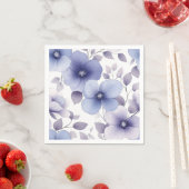Soft Pastel Botanical Pattern in blauw en Paars Servet (Insitu)