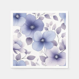 Soft Pastel Botanical Pattern in blauw en Paars Servet