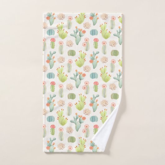 Soft Pastel Cactus & Succulent Pattern Bad Handdoek (Handdoek)