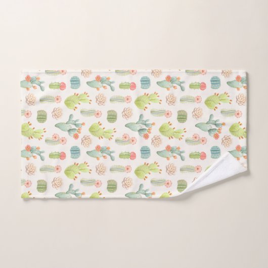 Soft Pastel Cactus & Succulent Pattern Bad Handdoek (Handdoek)