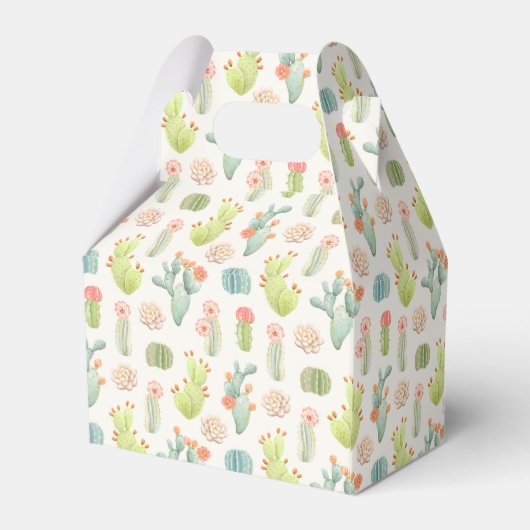 Soft Pastel Cactus & Succulent Pattern Bedankdoosjes (Achterkant)