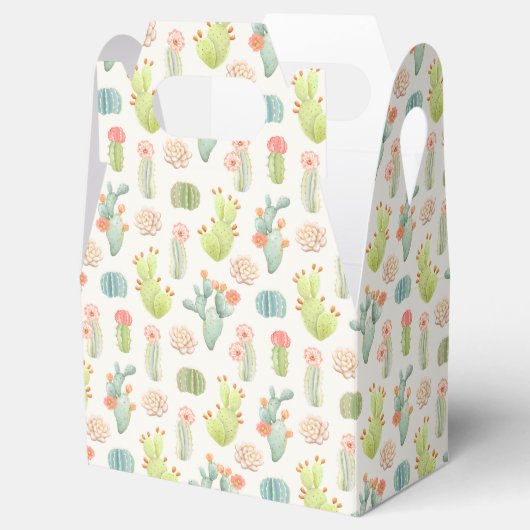 Soft Pastel Cactus & Succulent Pattern Bedankdoosjes (Geopend)