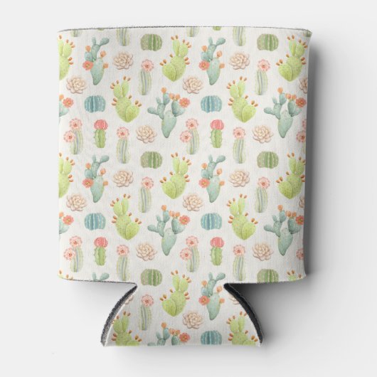 Soft Pastel Cactus & Succulent Pattern Blikjeskoeler (Voorkant)