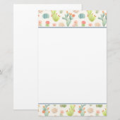 Soft Pastel Cactus & Succulent Pattern Briefpapier (Voorkant / Achterkant)